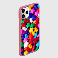 Чехол iPhone 11 Pro матовый Разноцветные звездочки звезды, цвет: 3D-малиновый — фото 2