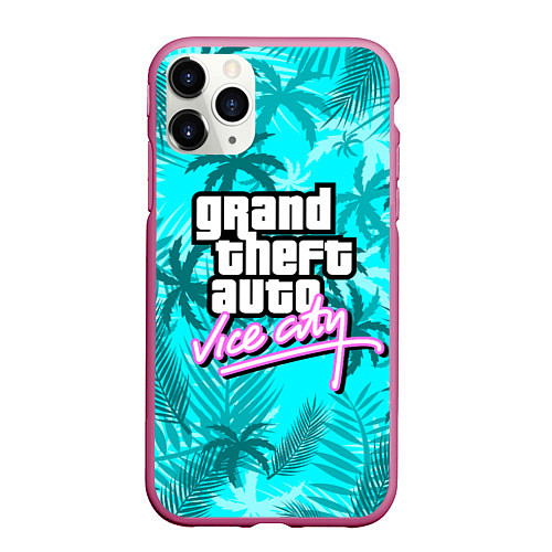 Чехол iPhone 11 Pro матовый GTA VICE CITY / 3D-Малиновый – фото 1