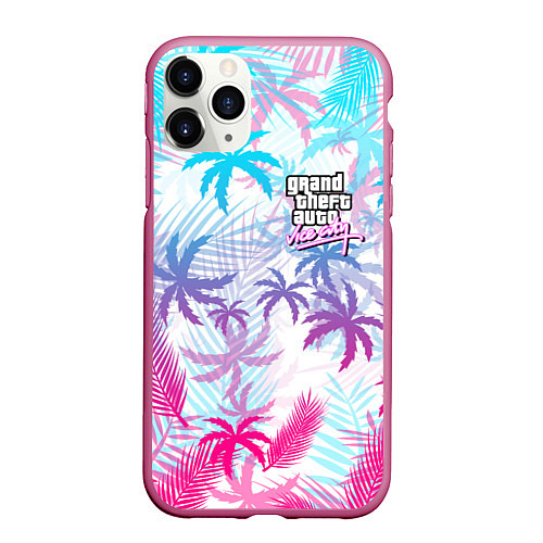 Чехол iPhone 11 Pro матовый GTA VICE CITY / 3D-Малиновый – фото 1