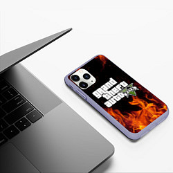 Чехол iPhone 11 Pro матовый GTA 5, цвет: 3D-светло-сиреневый — фото 2