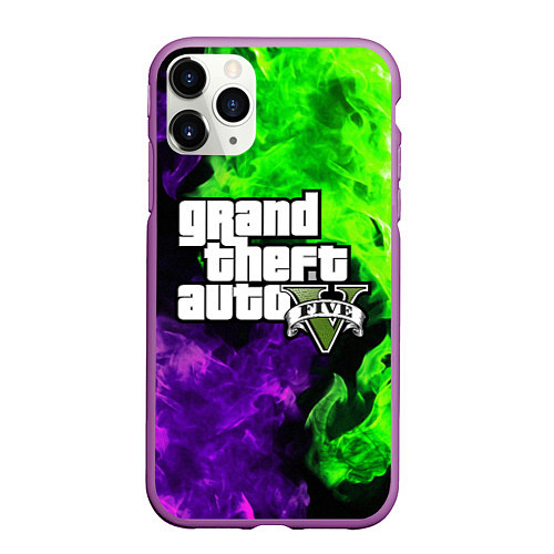 Чехол iPhone 11 Pro матовый GTA 5 / 3D-Фиолетовый – фото 1