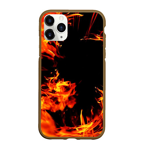 Чехол iPhone 11 Pro матовый ОГОНЬ / 3D-Коричневый – фото 1