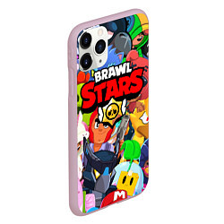 Чехол iPhone 11 Pro матовый BRAWL STARS ВСЕ БРАВЛЕРЫ, цвет: 3D-розовый — фото 2