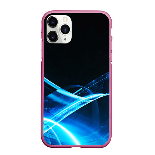 Чехол iPhone 11 Pro матовый DIGITAL BLUE / 3D-Малиновый – фото 1