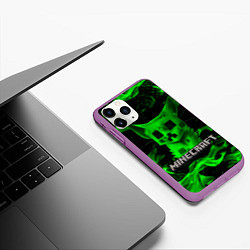 Чехол iPhone 11 Pro матовый MINECRAFT CREEPER CAT, цвет: 3D-фиолетовый — фото 2