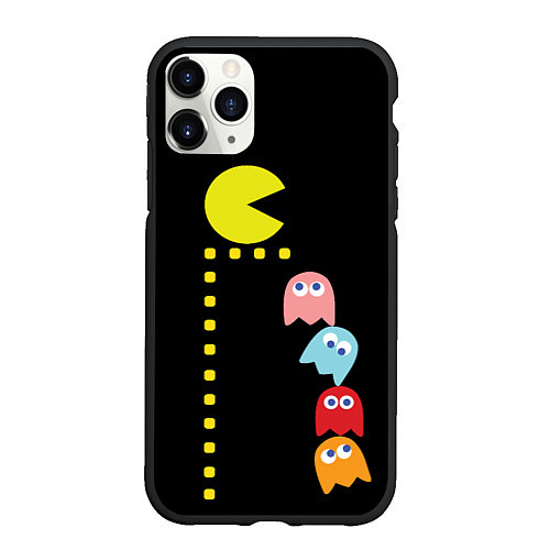 Чехол iPhone 11 Pro матовый Pac-man / 3D-Черный – фото 1