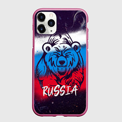 Чехол iPhone 11 Pro матовый Russia Bear, цвет: 3D-малиновый