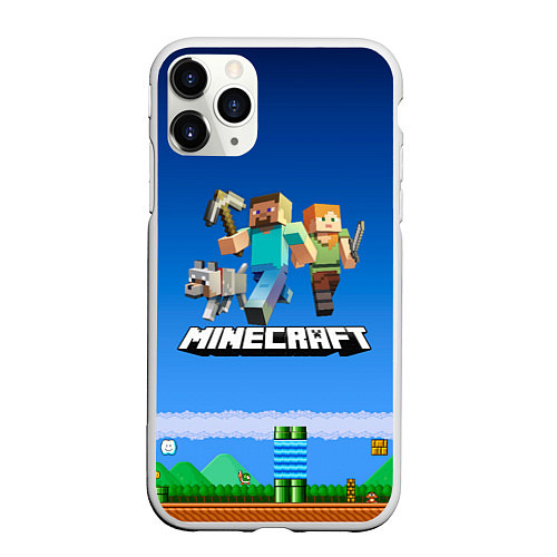 Чехол iPhone 11 Pro матовый Minecraft / 3D-Белый – фото 1