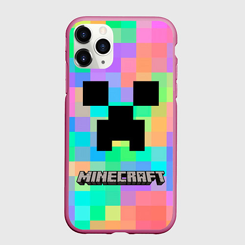 Чехол iPhone 11 Pro матовый Minecraft / 3D-Малиновый – фото 1