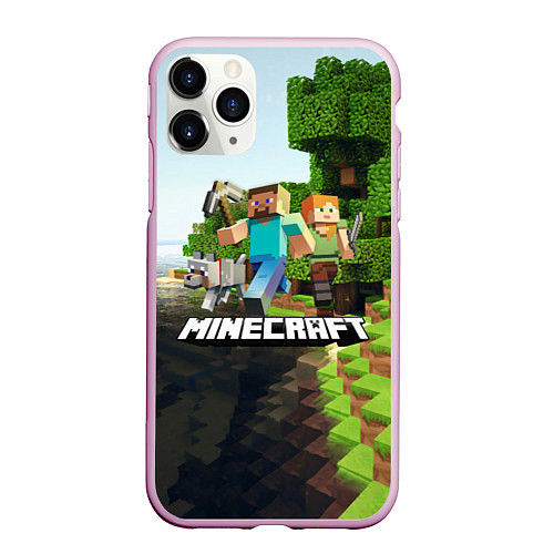 Чехол iPhone 11 Pro матовый Minecraft / 3D-Розовый – фото 1