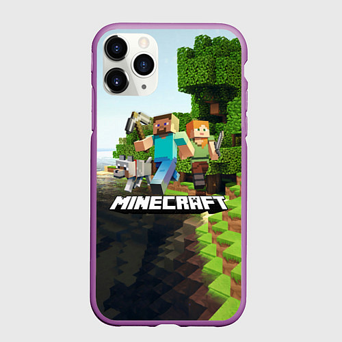 Чехол iPhone 11 Pro матовый Minecraft / 3D-Фиолетовый – фото 1