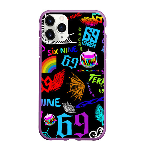 Чехол iPhone 11 Pro матовый 6IX9INE / 3D-Фиолетовый – фото 1