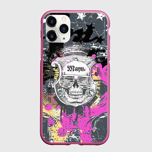 Чехол iPhone 11 Pro матовый Череп / 3D-Малиновый – фото 1