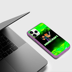Чехол iPhone 11 Pro матовый Minecraft 1, цвет: 3D-фиолетовый — фото 2