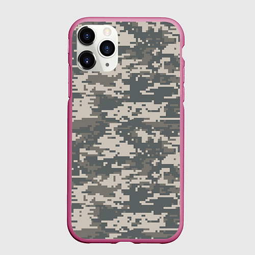 Чехол iPhone 11 Pro матовый Цифровой камуфляж / 3D-Малиновый – фото 1