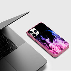Чехол iPhone 11 Pro матовый НЕОНОВЫЙ ОГОНЬ, цвет: 3D-малиновый — фото 2