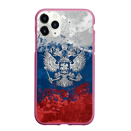 Чехол iPhone 11 Pro матовый Россия / 3D-Малиновый – фото 1