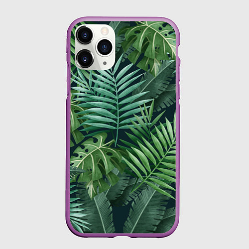 Чехол iPhone 11 Pro матовый Тропики / 3D-Фиолетовый – фото 1