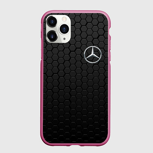 Чехол iPhone 11 Pro матовый MERCEDES-BENZ AMG / 3D-Малиновый – фото 1