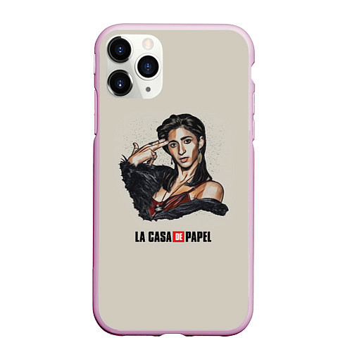 Чехол iPhone 11 Pro матовый БУМАЖНЫЙ ДОМ / 3D-Розовый – фото 1