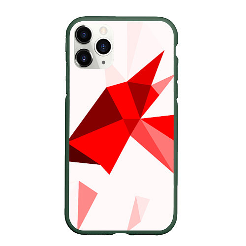 Чехол iPhone 11 Pro матовый GEOMETRY RED / 3D-Темно-зеленый – фото 1