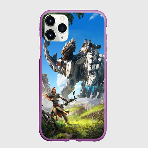 Чехол iPhone 11 Pro матовый HORIZON ZERO DAWN / 3D-Фиолетовый – фото 1