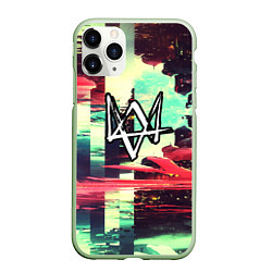 Чехол iPhone 11 Pro матовый WATCH DOGS GAME, цвет: 3D-салатовый