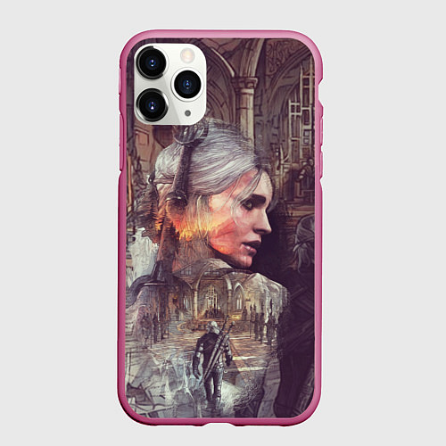 Чехол iPhone 11 Pro матовый Ведьмак / 3D-Малиновый – фото 1
