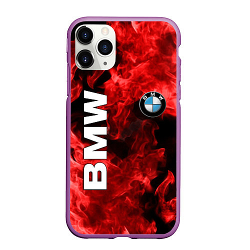 Чехол iPhone 11 Pro матовый BMW FIRE / 3D-Фиолетовый – фото 1