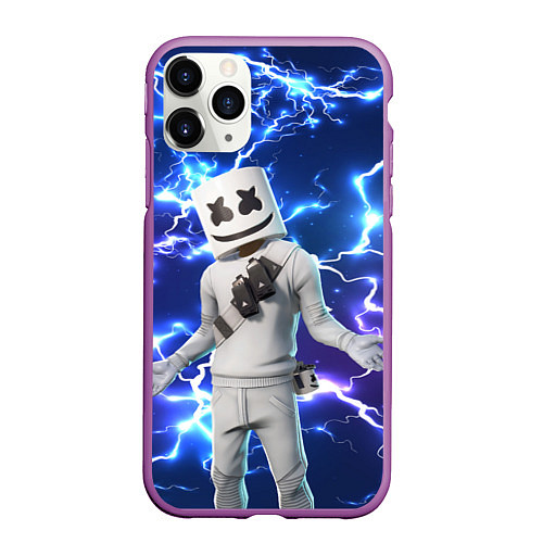 Чехол iPhone 11 Pro матовый FORTNITE x MARSHMELLO / 3D-Фиолетовый – фото 1