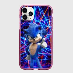 Чехол iPhone 11 Pro матовый Sonic, цвет: 3D-малиновый