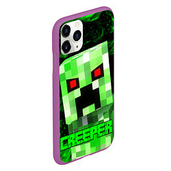 Чехол iPhone 11 Pro матовый MINECRAFT CREEPER, цвет: 3D-фиолетовый — фото 2