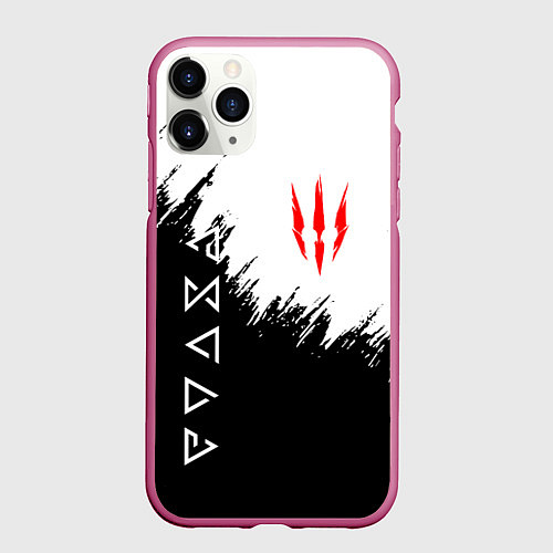 Чехол iPhone 11 Pro матовый The Witcher / 3D-Малиновый – фото 1