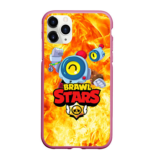 Чехол iPhone 11 Pro матовый BRAWL STARS НАНИ ОГОНЬ / 3D-Малиновый – фото 1