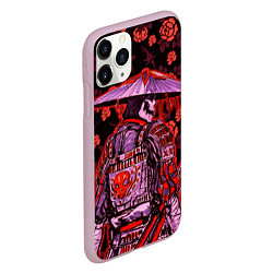 Чехол iPhone 11 Pro матовый Самурай в розах, цвет: 3D-розовый — фото 2