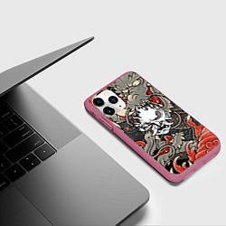 Чехол iPhone 11 Pro матовый CYBERPUNK2077 SAMURAI, цвет: 3D-малиновый — фото 2