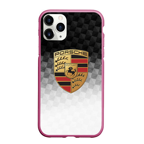 Чехол iPhone 11 Pro матовый PORSCHE / 3D-Малиновый – фото 1