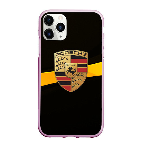 Чехол iPhone 11 Pro матовый PORSCHE / 3D-Розовый – фото 1