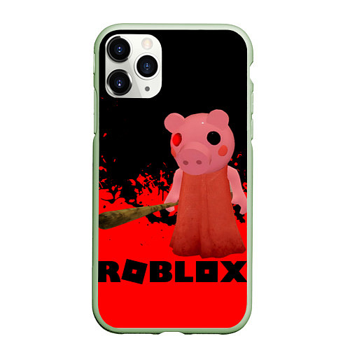 Чехол iPhone 11 Pro матовый Roblox Piggy / 3D-Салатовый – фото 1