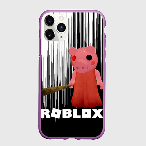 Чехол iPhone 11 Pro матовый Roblox Piggy / 3D-Фиолетовый – фото 1
