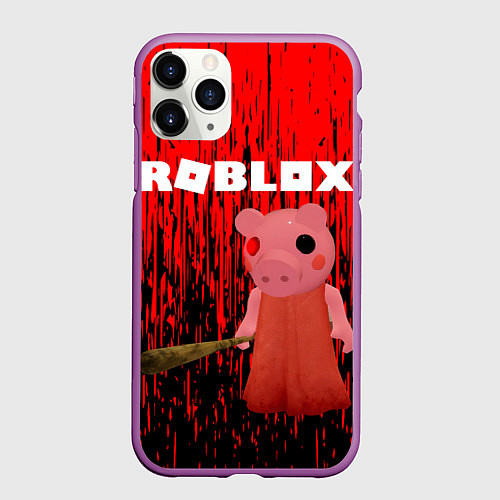 Чехол iPhone 11 Pro матовый Roblox Piggy / 3D-Фиолетовый – фото 1