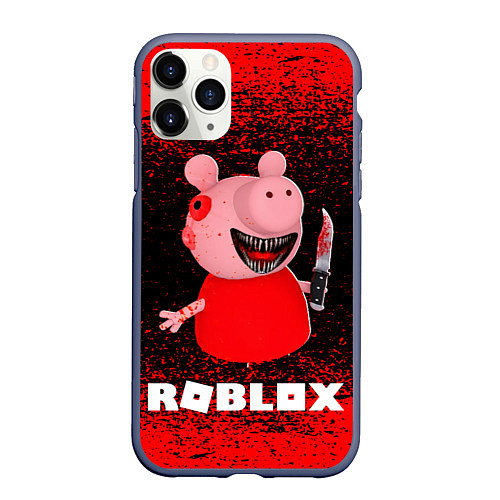 Чехол iPhone 11 Pro матовый Roblox Piggy / 3D-Серый – фото 1