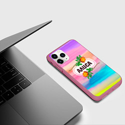 Чехол iPhone 11 Pro матовый Алиса, цвет: 3D-малиновый — фото 2