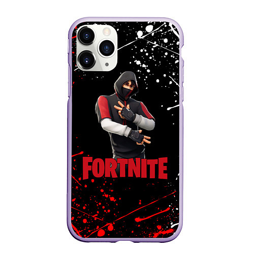 Чехол iPhone 11 Pro матовый FORTNITE x IKONIK / 3D-Светло-сиреневый – фото 1