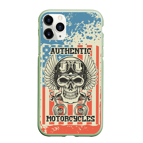 Чехол iPhone 11 Pro матовый Authentic Motorcycle Z / 3D-Салатовый – фото 1