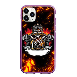 Чехол iPhone 11 Pro матовый Fire Biker Z, цвет: 3D-фиолетовый