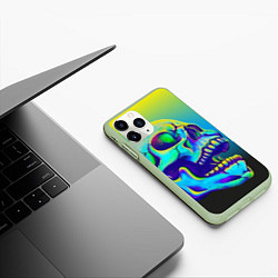Чехол iPhone 11 Pro матовый Neon skull, цвет: 3D-салатовый — фото 2
