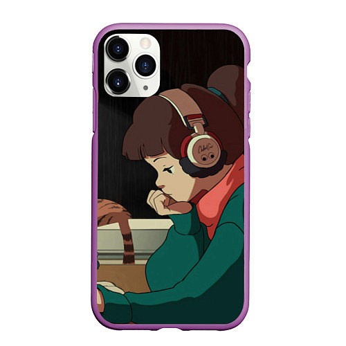 Чехол iPhone 11 Pro матовый STUDY GIRL / 3D-Фиолетовый – фото 1