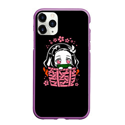 Чехол iPhone 11 Pro матовый KIMETSU NO YAIBA NEZUKO, цвет: 3D-фиолетовый