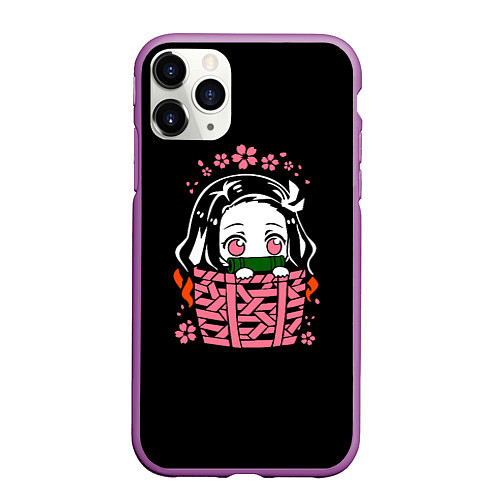 Чехол iPhone 11 Pro матовый KIMETSU NO YAIBA NEZUKO / 3D-Фиолетовый – фото 1